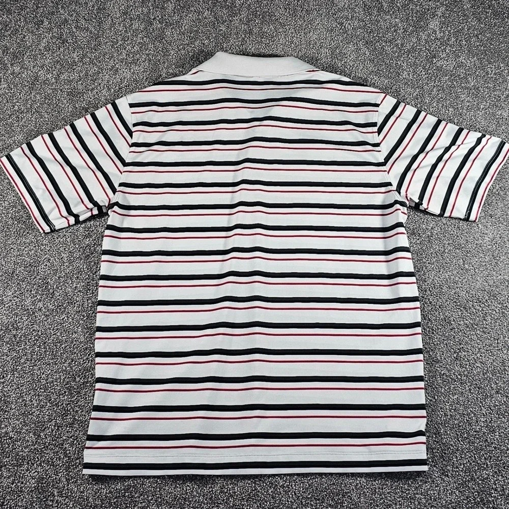 Nike Golf Polo Shirt Mens L White‎ Striped Dri-FIT S/S Preppy Performance